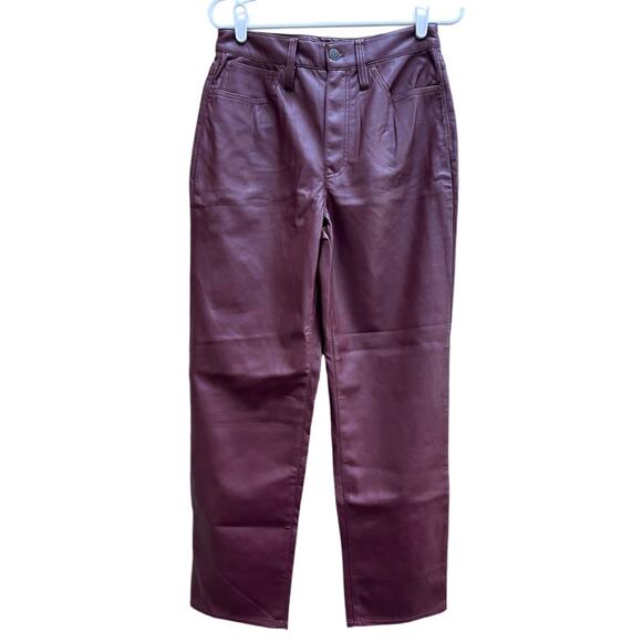 NEW Madewell The Perfect Vintage Straight Jean Wine Faux Leather Women's 27 US 4 - Picture 1 of 8